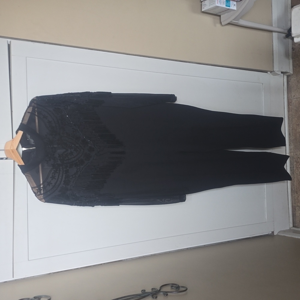 Jumpsuit One Piece PLUS Size 2X Black mesh sequins tassels